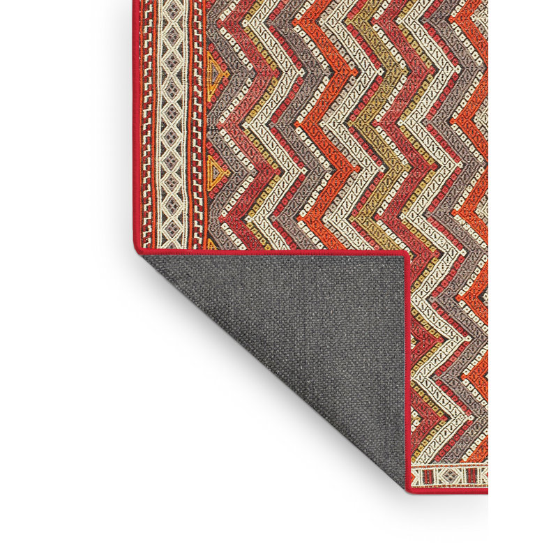 Tapis en laine brun / orange, Rectangle 5 pi x 7 pi