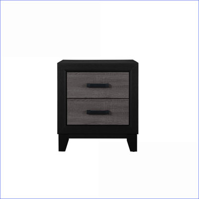 SOLUTO Urban Farmhouse 2-Drawer Rustic Gray Nightstand