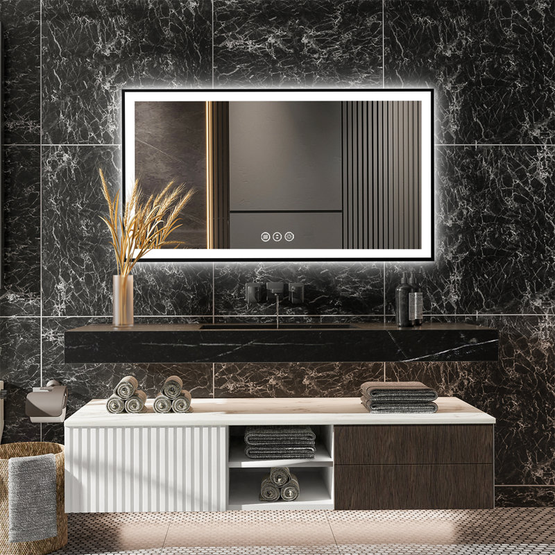 Smart LED Bathroom Mirror with Adjustable Colour Temperature, Dimmable, Defogging, 30" H x 55" W x 1" D