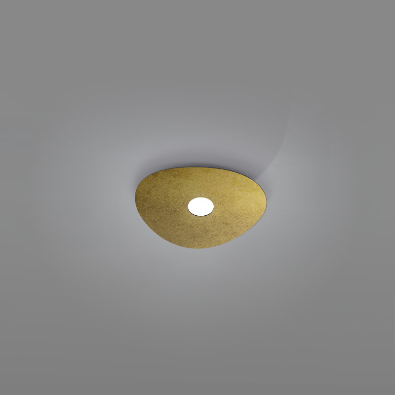 Scudo 1 - Light 6.875" Unique/Statement Geometric LED Flush Mount, Gold Leaf