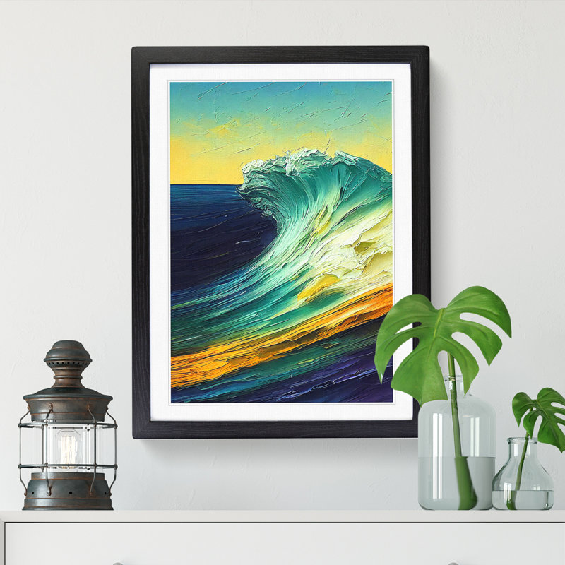 Ocean Seascape Vol.2 - Single Picture Frame Painting, 64cm H x 46cm W x 2cm D, Oak