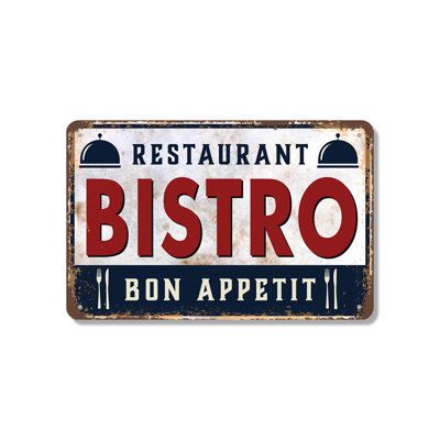 Enseigne de fantaisie en aluminium Bistro 7 po x 10 po Bistro