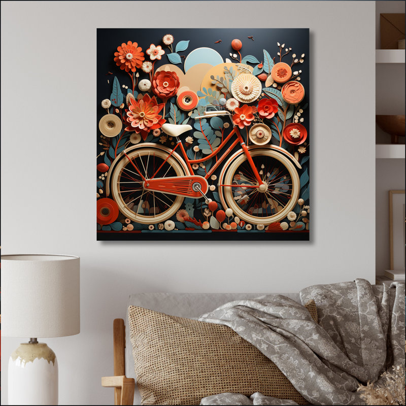 Vélo, bicyclette, bonheur I, H 36 po x l 36 po x P 1,5 po, Toile tendue