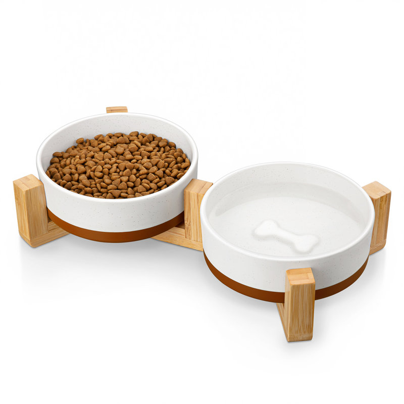 Sesame Glaze Anti-skid Stoneware Elevated Feeder, 480ml