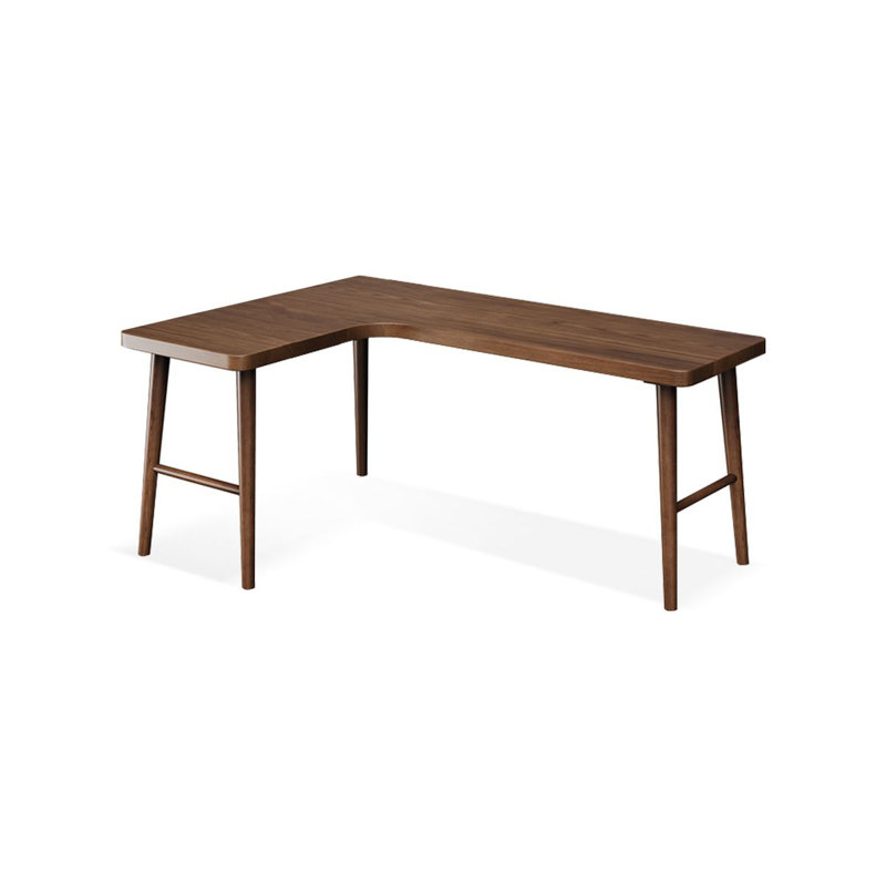 70.87"Walnut L-Shaped Solid Wood desk, H 29,53 po x l 62,99 po x P 47,24 po, Retour à gauche