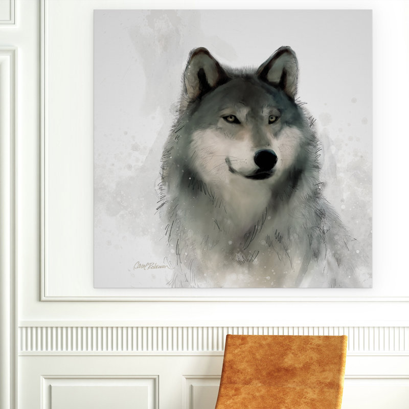 « rainsoft » loup», reproduction de peinture à l’acrylique sur toile tendue de galerie, H 24 po x l 24 po x p 1,5 po