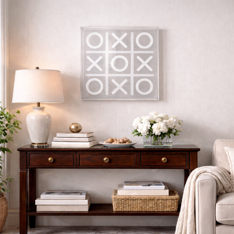 Décoration murale Tic Tac Toe avec jeu de plateau magnétique en acrylique