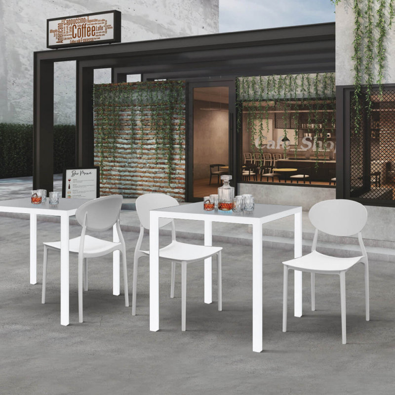 Mistee Square Metal Outdoor Dining Table , cm W cm D, White, 75cm H x 80cm W x 80cm L