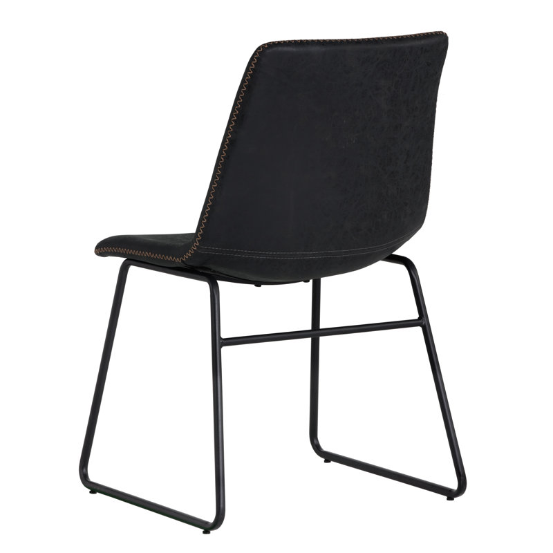 Cal Upholstered Dining Chair, Black Faux Leather