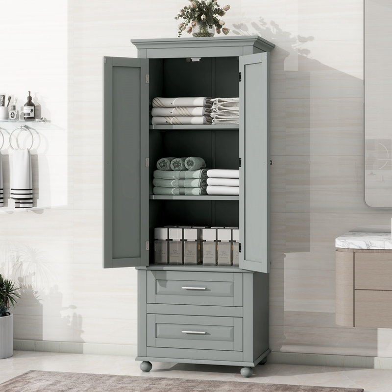 Freestanding Bathroom Cabinet with Two Drawers for Bathroom, Gray
