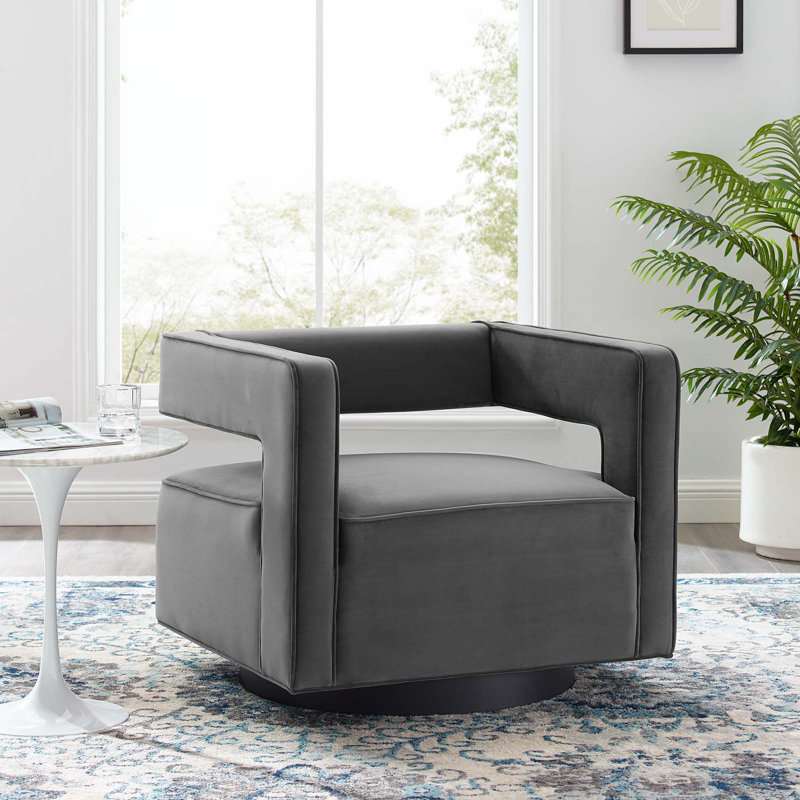 Fauteuil pivotant en velours Booth Performance, Gris