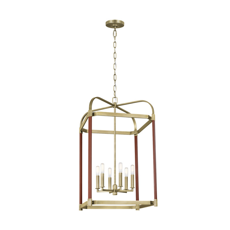 Hadley Time Worn Brass 6-Light Indoor/Outdoor Square Lantern