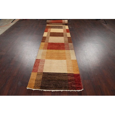 One-of-a-Kind 2'7" X 16'2" New Age Runner Wool Area Rug in Beige