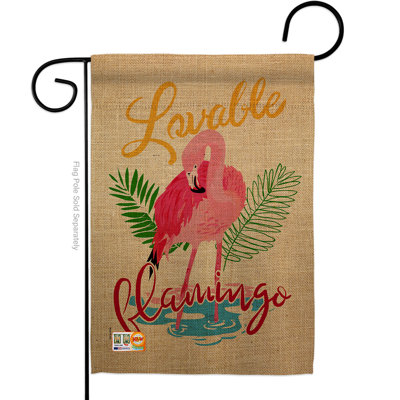 Flamant rose en polyester 2 faces 18,5 x 13 po drapeau de jardin