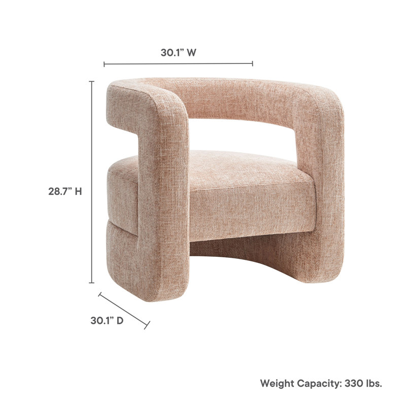 Jaylin Upholstered Chenille Accent Chair, Blush Fabric