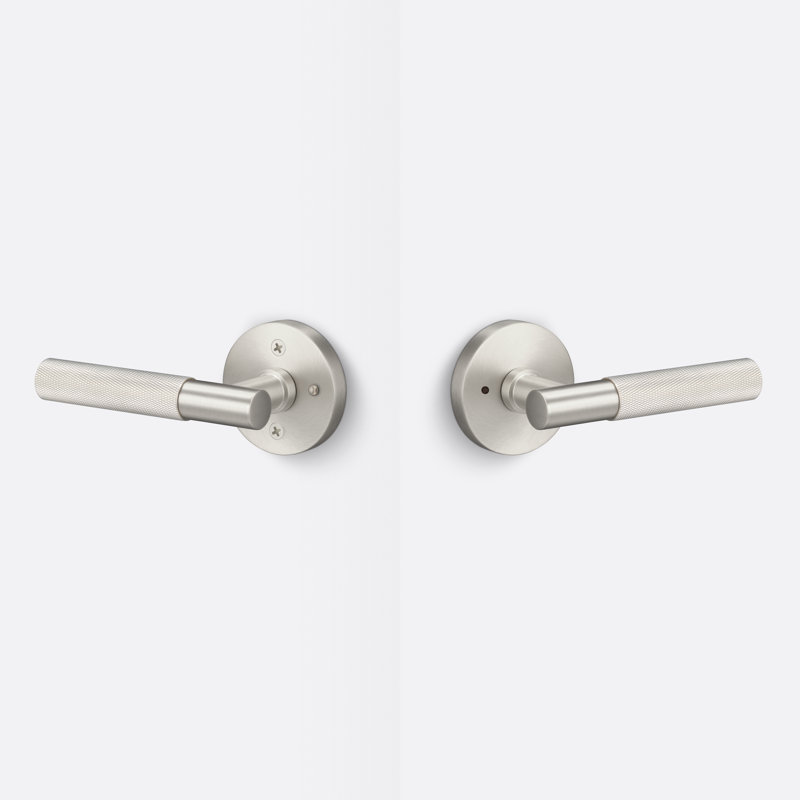 Aspra Round Privacy Rosette, Knurled Grip, Satin Nickel