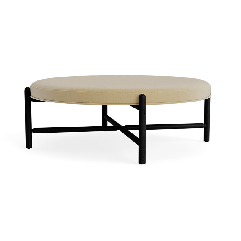 Vane 48" Upholstered Ottoman, Black, Khaki