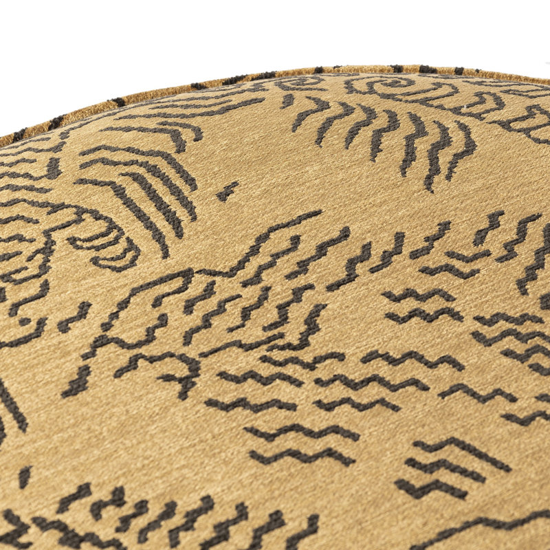 Sinclair Large Round Ottoman, Balkan Ochre Rayon / Viscose
