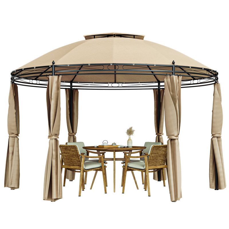 11.5 Ft. W x 11.5 Ft. D Steel Patio Gazebo, Brown