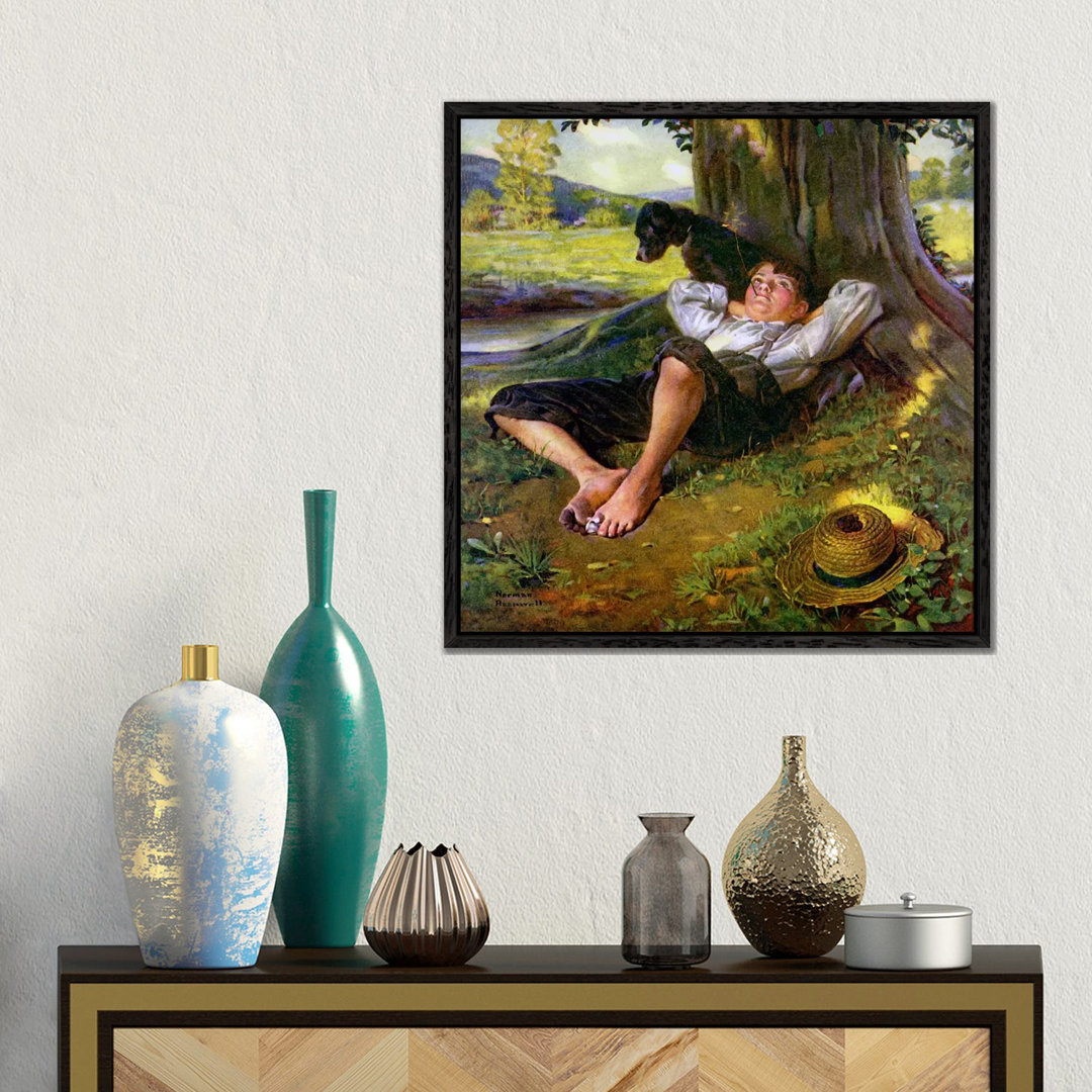 Leinwandbild Barefoot Boy Daydreaming von Norman Rockwell