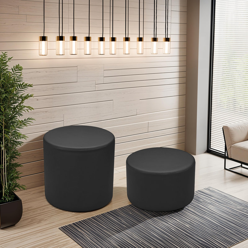 Pro Series Upholstered Round Ottoman 18" Height, Black