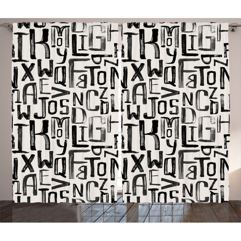 Grunge Abstract Semi-Sheer Rod Pocket Curtain Panels, 54" x 84"