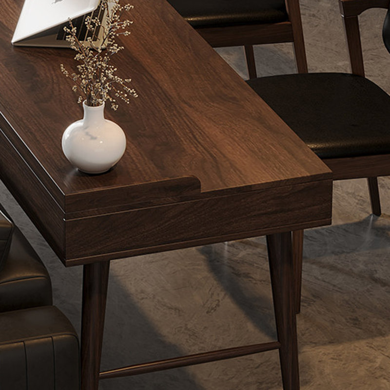 Élégant bureau en noyer rétro, 29.52" H x 62.99" W x 23.62" D