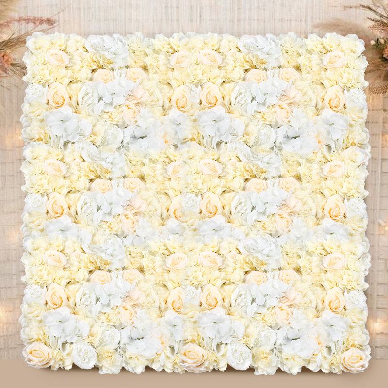 Panneau mural Silk Rose, Blanc / jaune clair