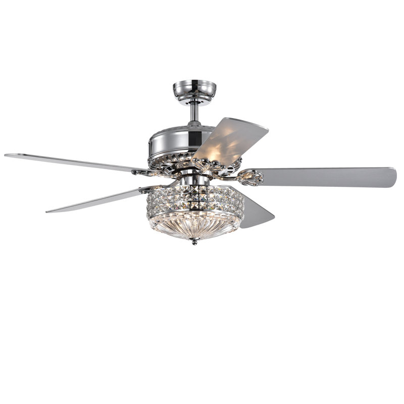 Ventilateur de plafond en cristal à 5 pales 52 po avec télécommande et ensemble d’éclairage inclus Marie