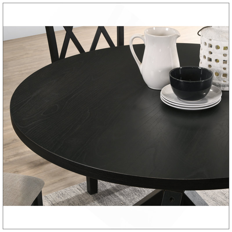 Windvale Cross-Buck Base Dining Table In Black, Black