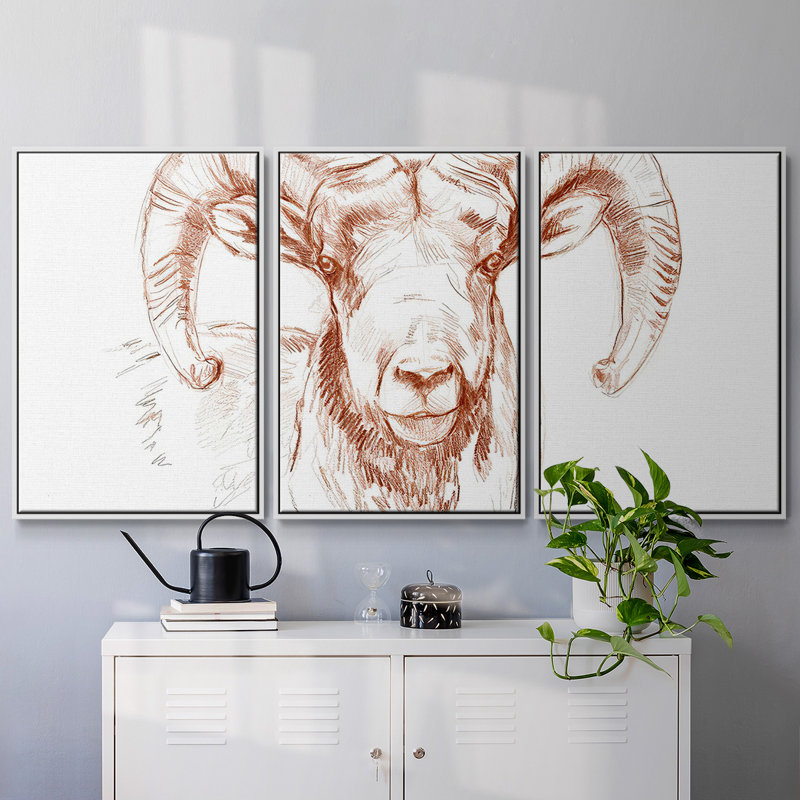 Big Horn Sheep II - Toile encadrée multi-pièces, H 24 po x l 48 po x P 2 po, Blanc