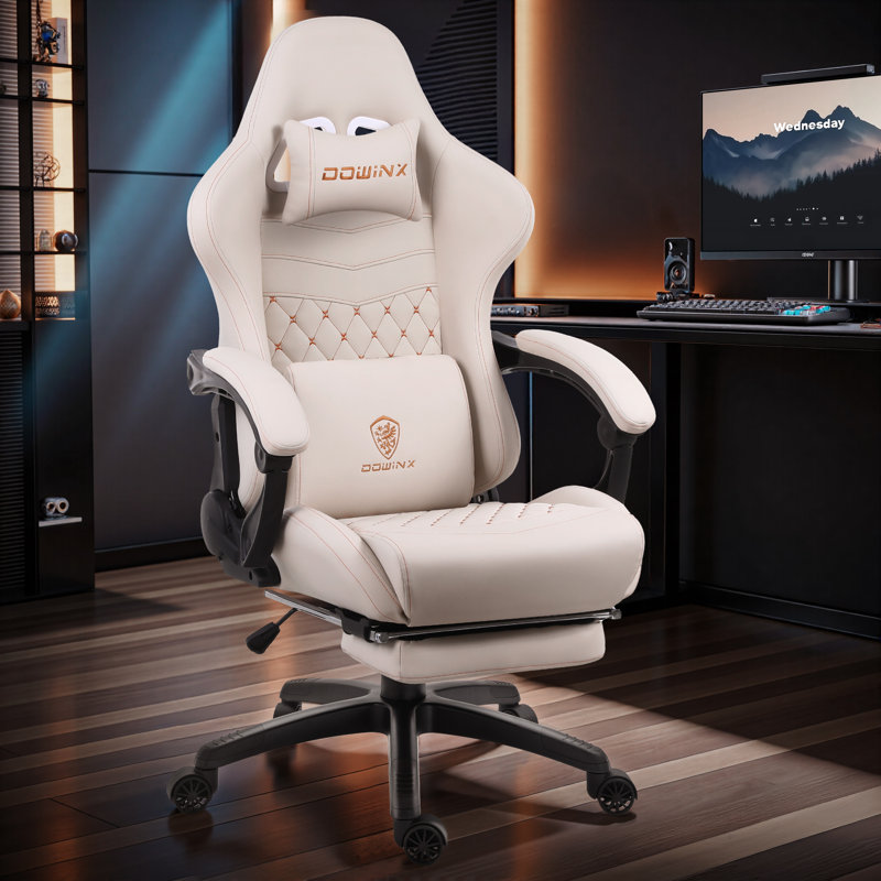Big and Tall Gaming Chair with Footrest, Ergonomic High Back Office Computer Chair, Adjustable Massage Lumbar Support, PU Leather for Adults, 350Lbs, Red