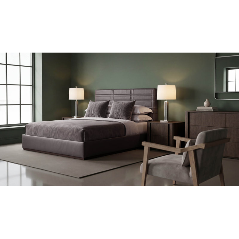 Milan Upholstered Bed, Gray