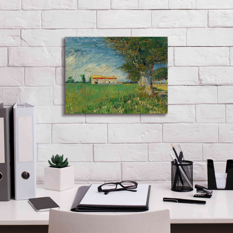 «Farmhouse In A Wheatfield» par Vincent Van Gogh, estampe numérique sur toile, H 12 po x l 16 po x P 0,75 po