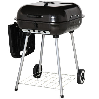 Barbecue au charbon portatif extérieur avec roulettes - fentes réglables pour barbecue de 21 po et tablette inférieure pour le pique-nique, camping, expérience délicieuse, barbecue