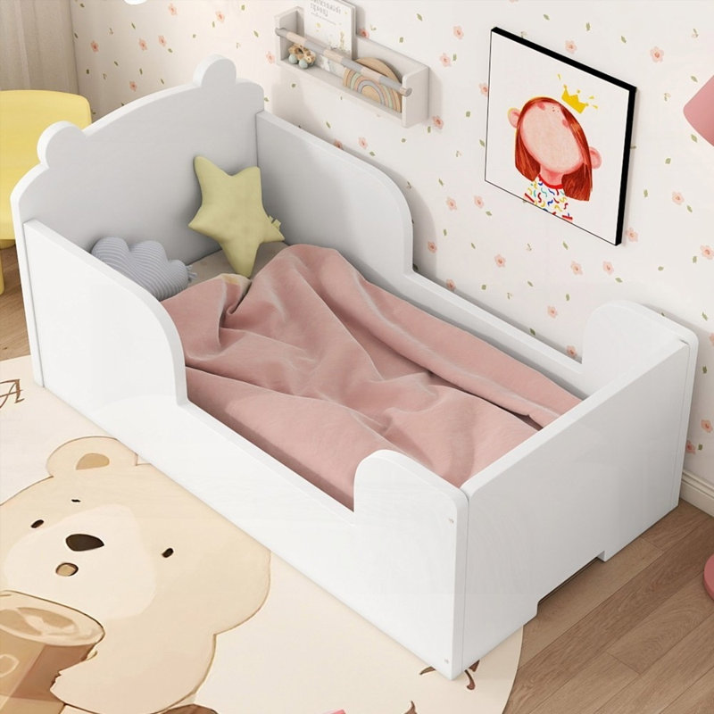 Queen Bed Frame, No Box Spring Needed, Solid and Durable, 54.4''L x 30''W x 26.8''H, Off White, Full