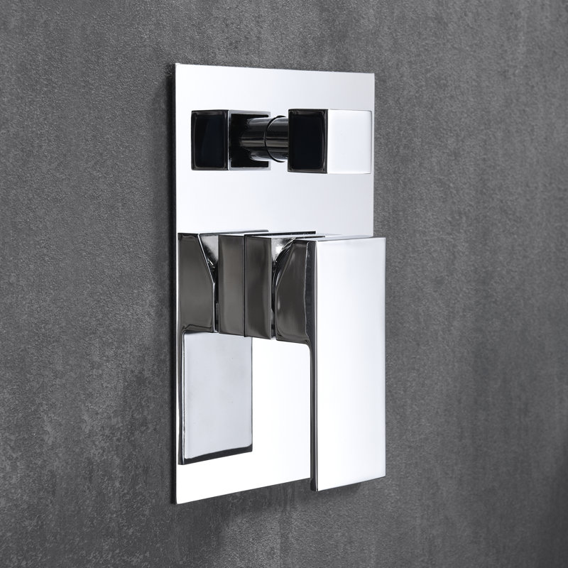 Système de douche moderne Sumerain avec douche de pluie carrée de 8 pouces, système de douche mural à poignée simple avec valve à pression équilibrée et douche à main, chrome