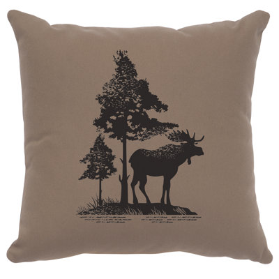 Wooded River Image Pillow - Moose Tree - Cotton Taupe