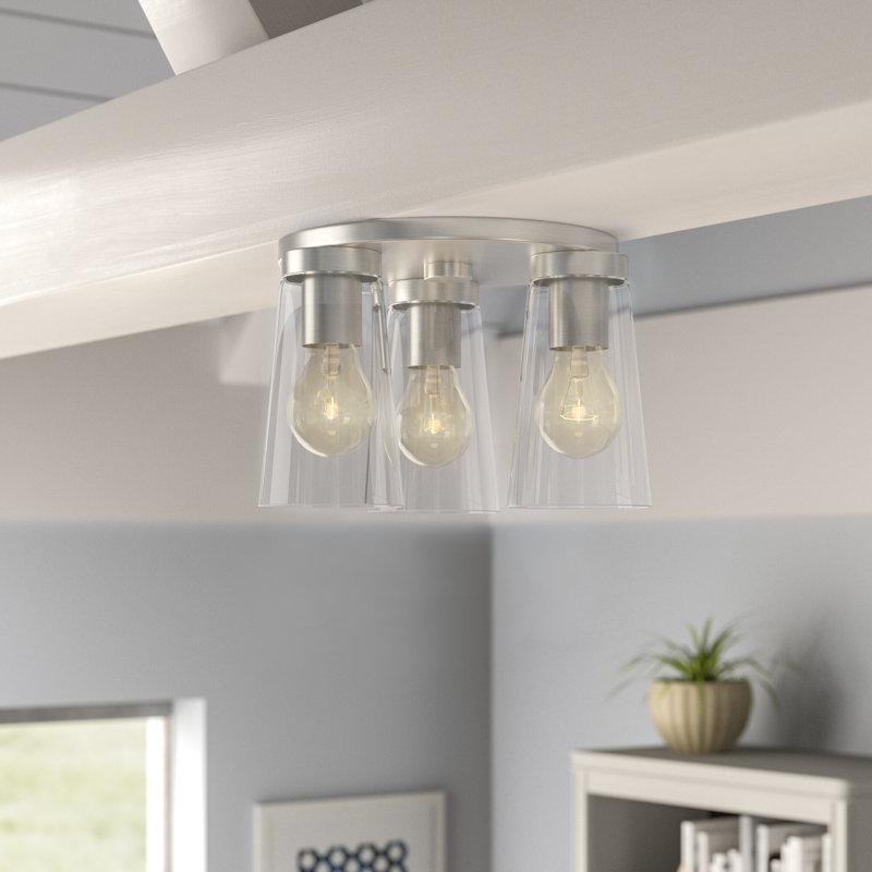 Nakita Dianne Large 3-Light 11" Flush Mount, Brushed Nickel
