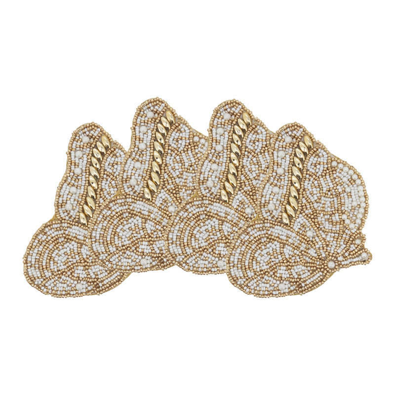 Ensemble de sous-verres perlés (ensemble de 4) - Sous-verres décoratifs décorés avec accents de paillettes pour table basse, table de salle à manger et réception