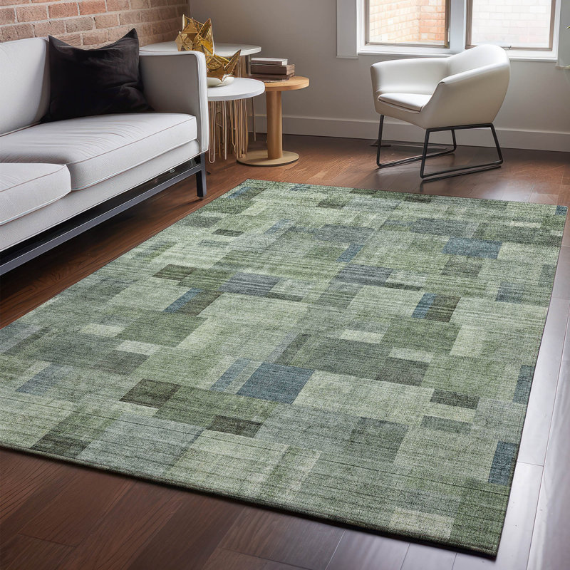Tapis vert Cerrito lavable à la machine de qualité supérieure, Rectangle 9 pi x 12 pi