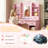 Kids Vanity With 3-color Led Lights, Vanity Set With Mirror And Stool, 2 In 1 Princess Pretend Play Makeup Dressing Table With Open Shelves, Storage Cabinet, Drawer (pink)-435455328