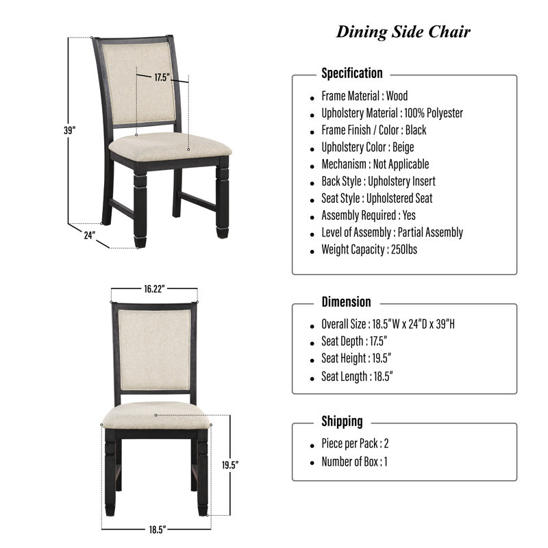 Dining Chair, Antique Black