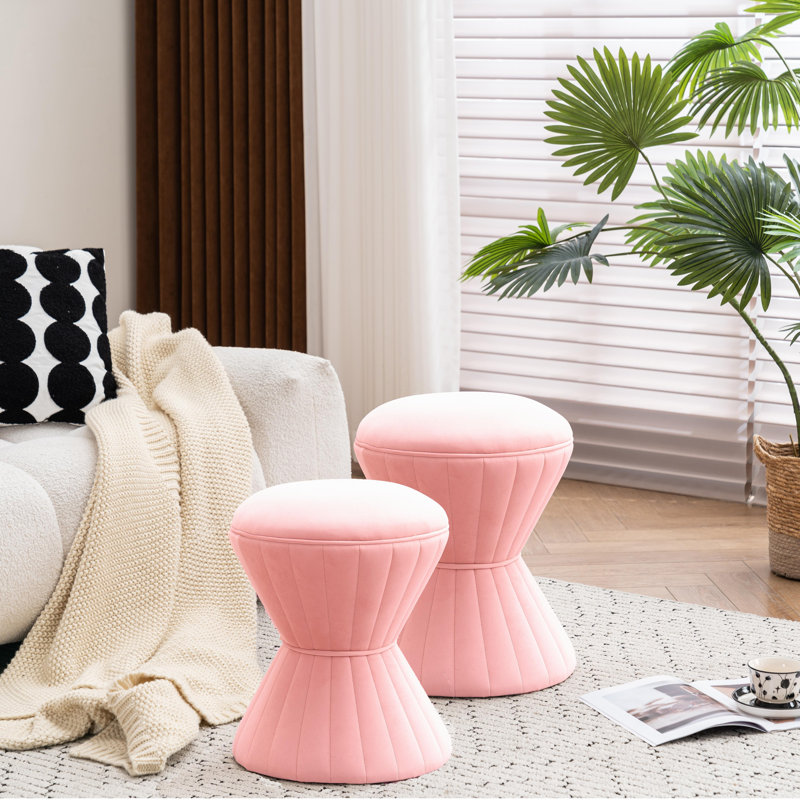 Konsta Upholstered Ottoman, Pink