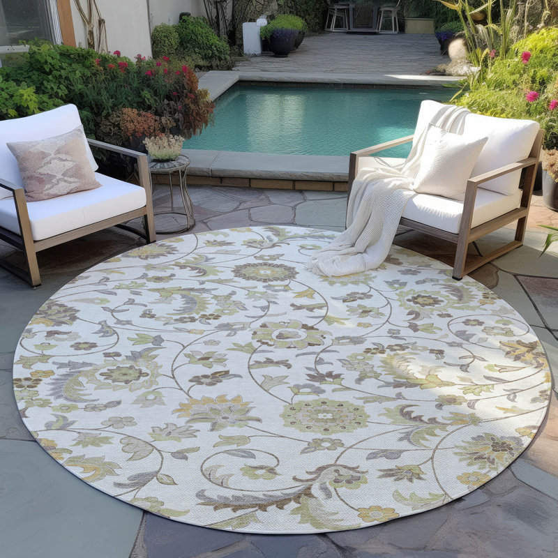 Tapis intérieur / extérieur lavable ivoire Aveline , 2'3" x 7'6"