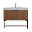 Meuble-lavabo autoportant de 36 po avec lavabo sous-comptoir en céramique noyer foncé, pré-assemblé, tiroir à fermeture en douceur et tablette ouverte-514762406