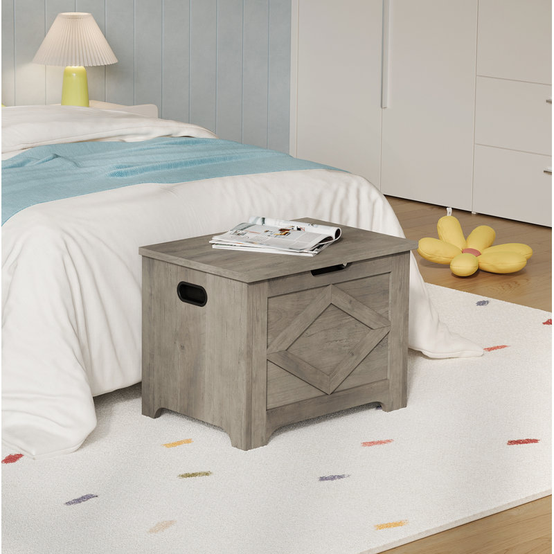 Coffre de rangement de 23,6 po, banc de rangement en bois avec charnière de sécurité, assemblage facile, grand coffre à jouets pour l'entrée, le salon, la chambre à coucher