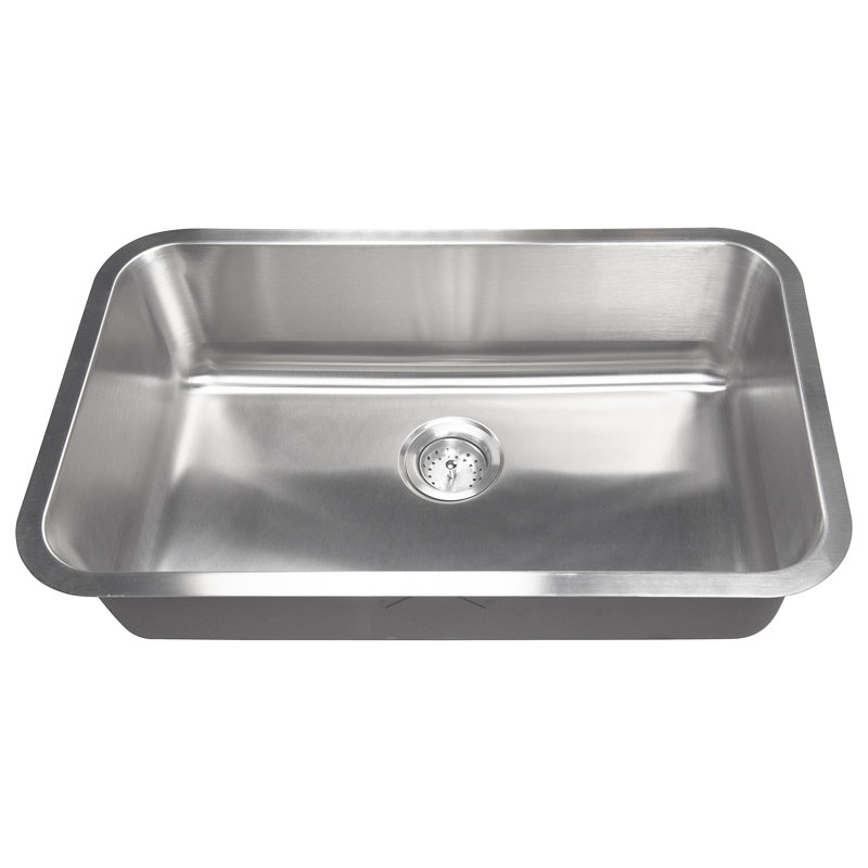 Évier de cuisine à cuve simple encastrable en acier inoxydable calibre 18 de 30 po x 18 po SleekSteel