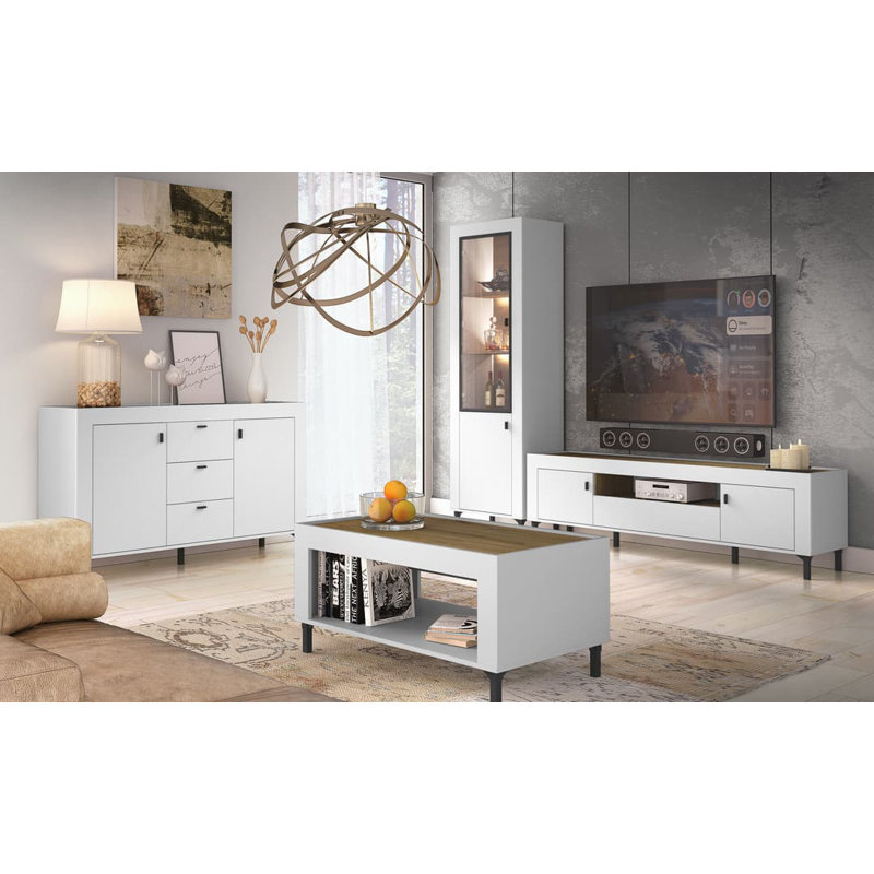 Olgen 137cm Sideboard, White/Oak