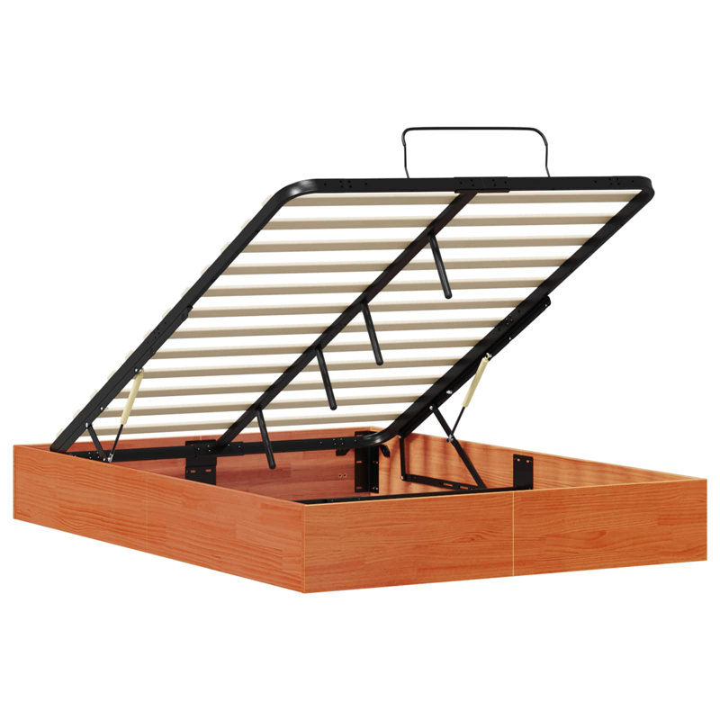Solid Wood Bed Frame, 140 x 190cm, Brown